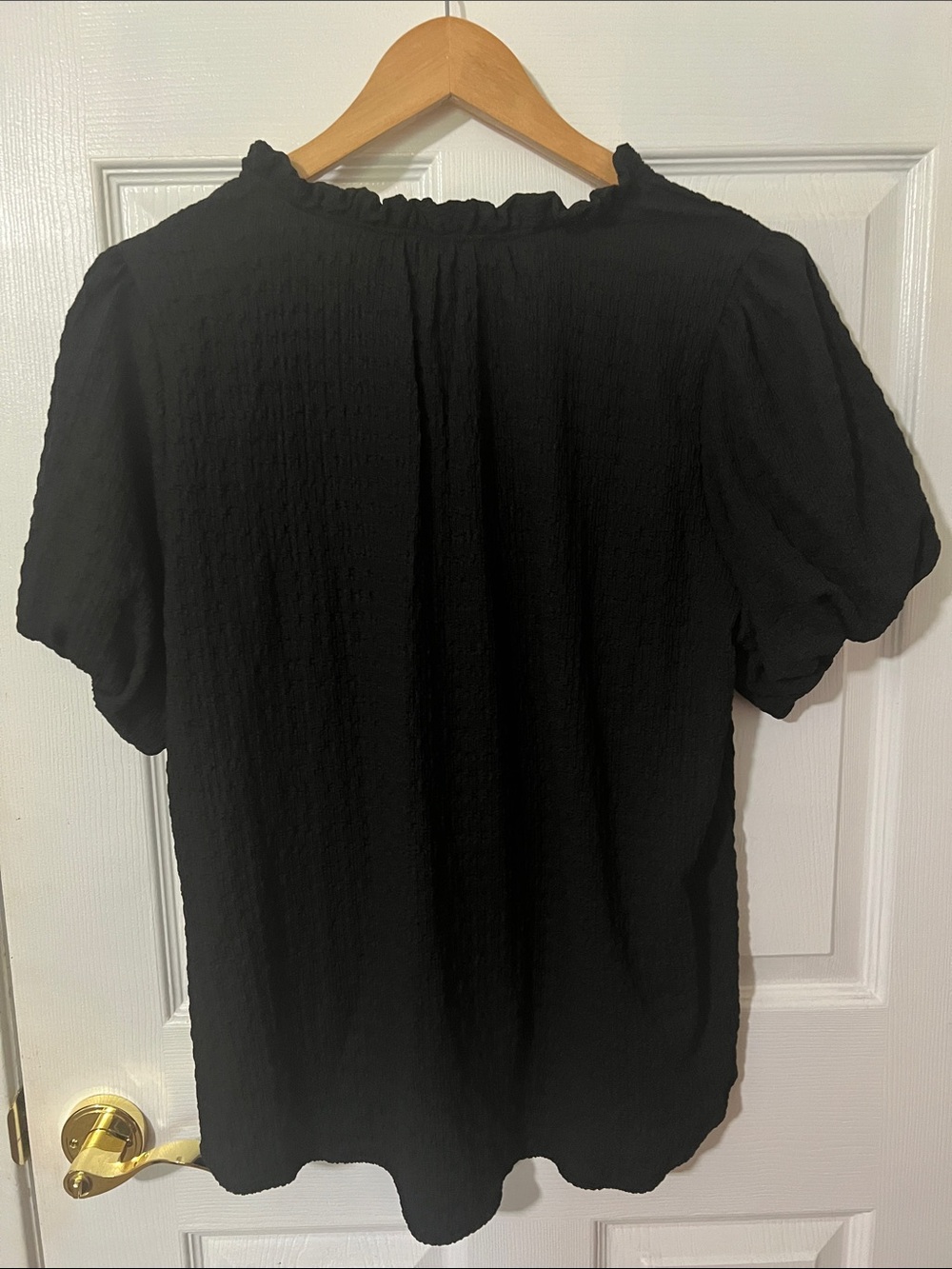 NWOT Betsey’s Boutique Shop Blouse Top Shirt XL Black Textured Short Sleeve - Picture 8 of 9